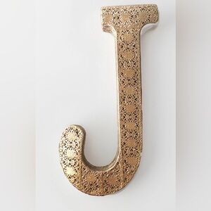 Home Decor 3-Dimensional 16” Letter “J” Intricate Filigree-Style Gold Finish